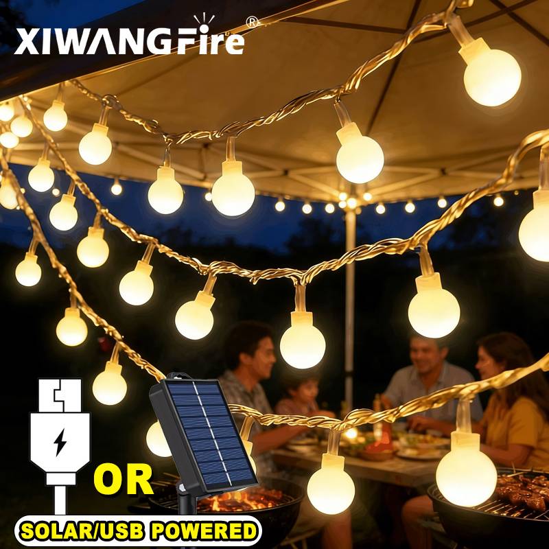 Outdoor Adventure Trips - 3-10M 태양광/USB/배터리 스트링 조명, 요정 글로브