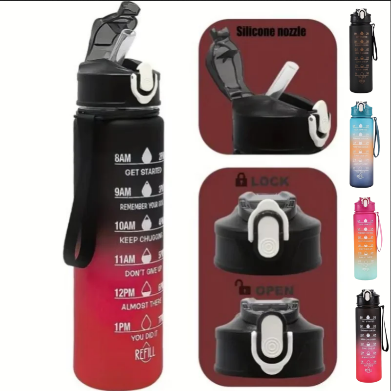 Outdoor Adventure Sports - 750ml 스포츠 물병, 시간 추적 기능이