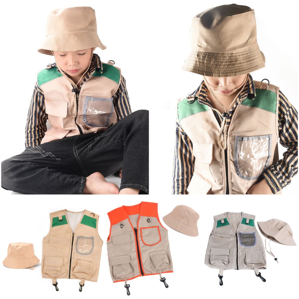 Outdoor Adventure Kit For Kids - 다채로운 색상의 어린이용 탐험가 모자와 조끼