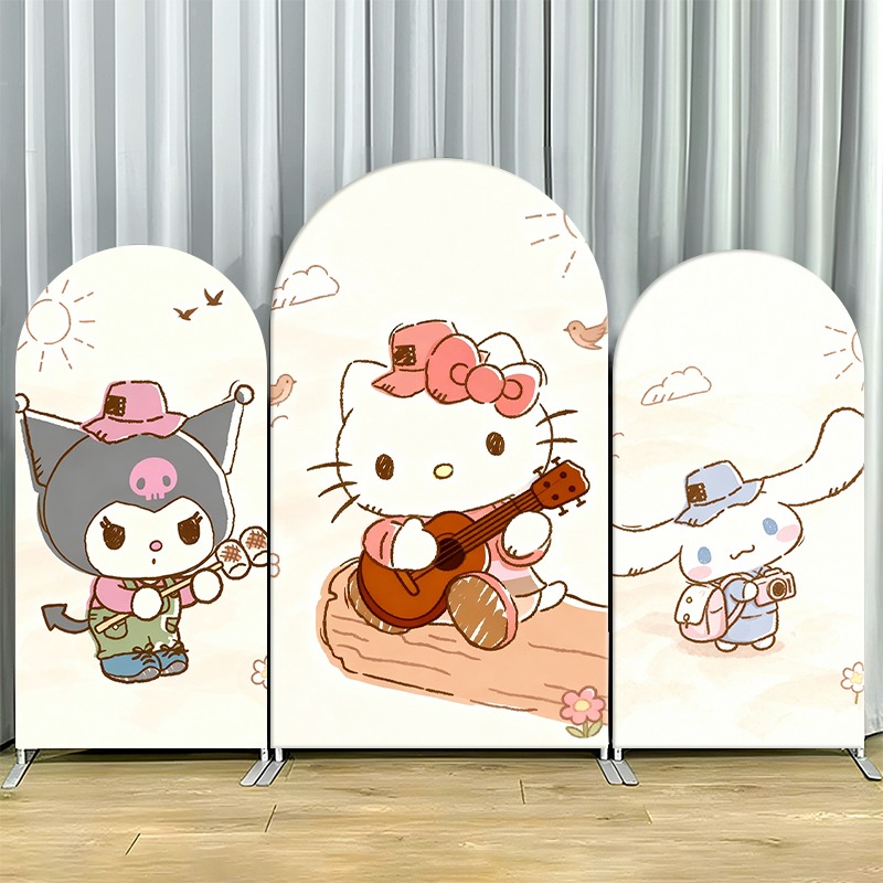 Outdoor Adventure Birthday Party - 2D 플랫 아치형 배경 커버 싱글