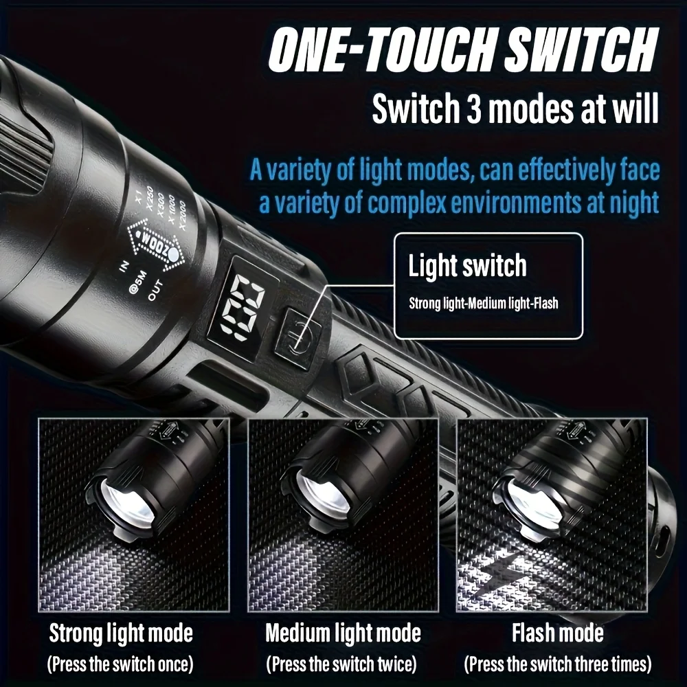 전술용 LED 손전등 2000LM USB 충전식 방수  - Outdoor Adventure Trips 리뷰 및 가격