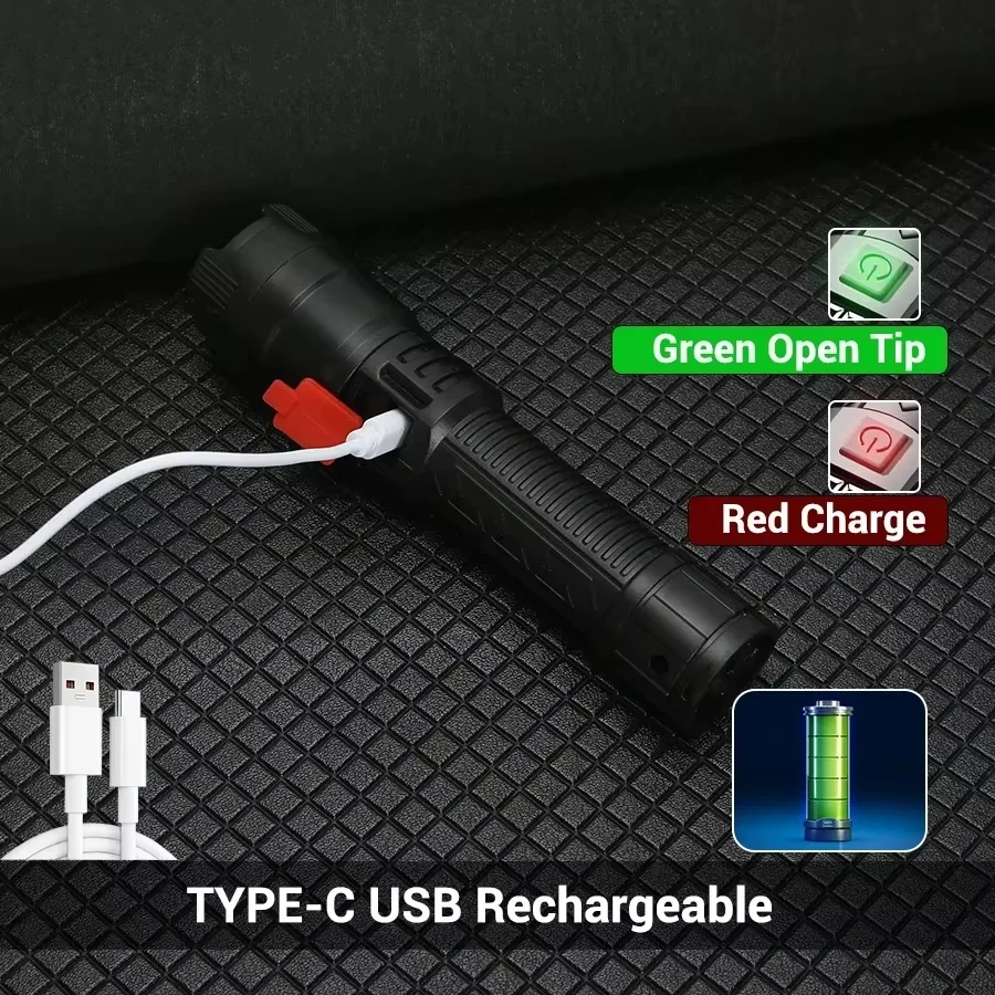 전술용 LED 손전등 2000LM USB 충전식 방수  - Outdoor Adventure Trips 리뷰 및 가격