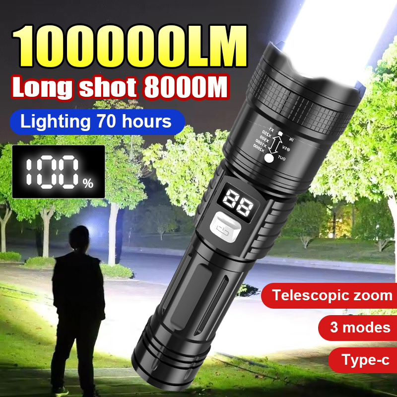 100000LM 초강력 LED 손전등 충전식 LED 토 - Outdoor Adventure Trips 리뷰 및 가격
