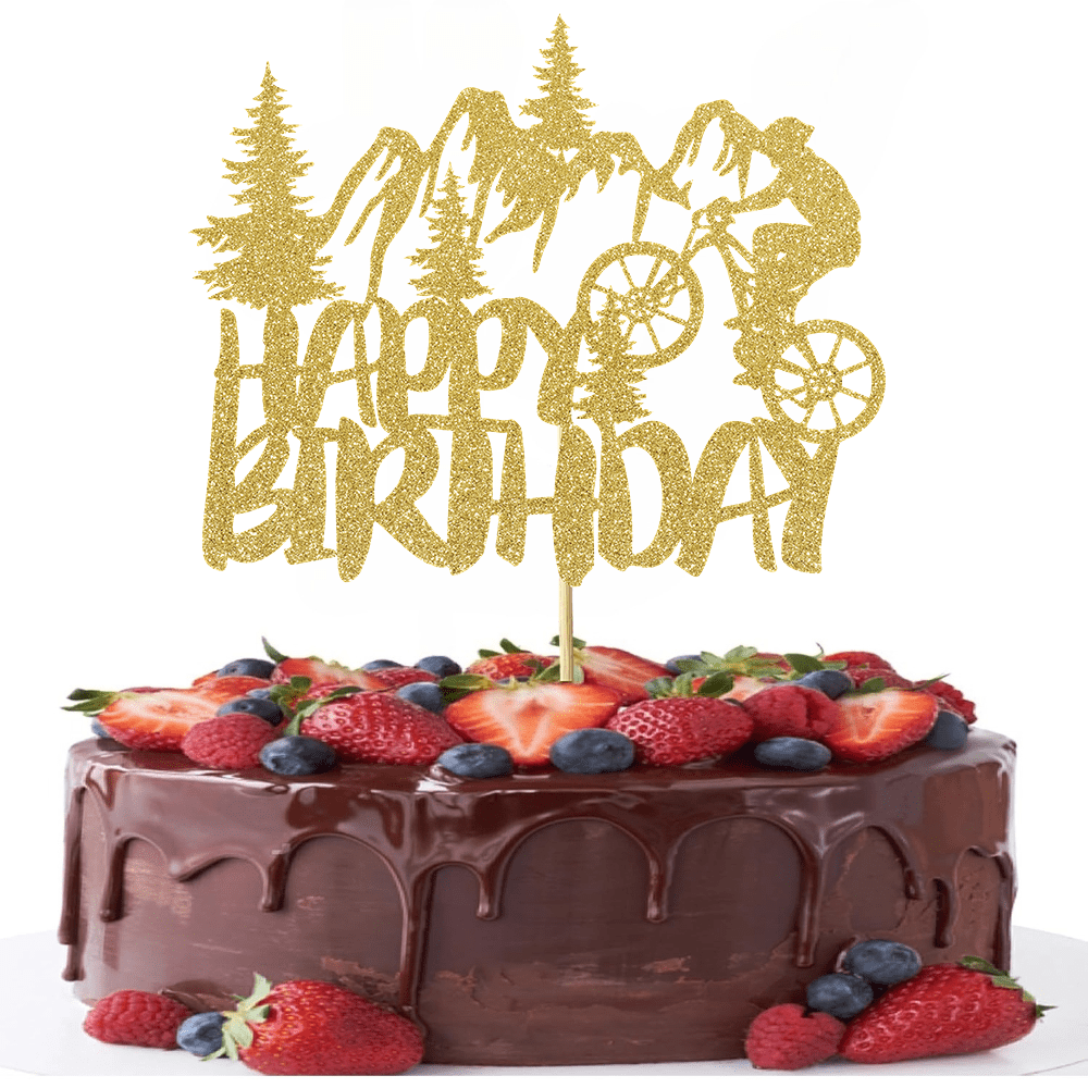 1개 골든 글리터링 은퇴 케이크 토퍼 생일 축하 자전거 - Outdoor Adventure Birthday Party 리뷰 및 가격